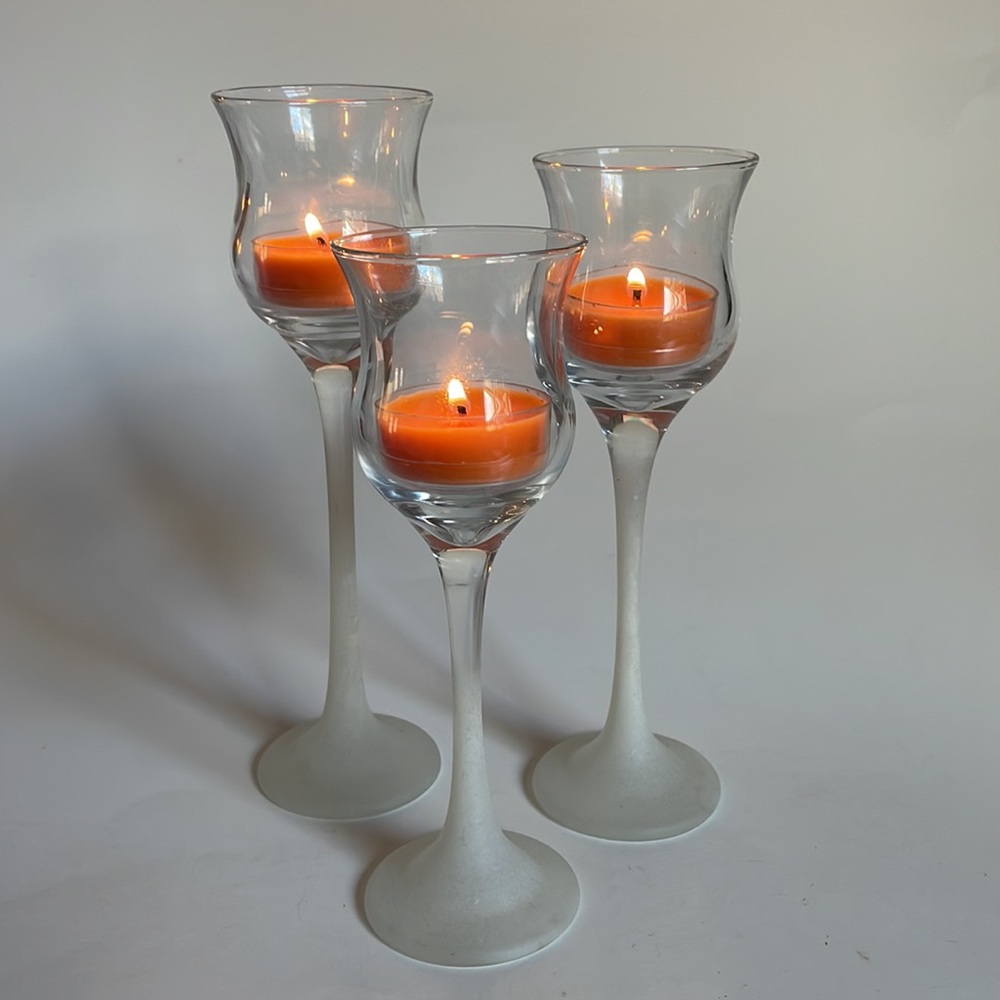 PartyLite iced trio candle holders P9248